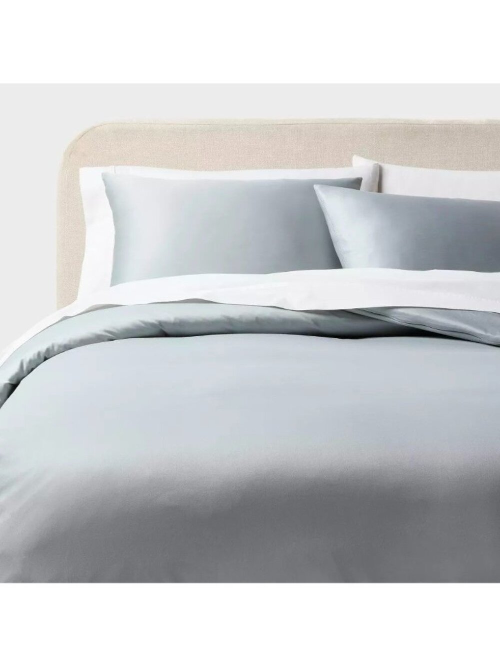 Threshold Light Gray Cotton Sateen 3 Pc King Duvet Cover & Pillow Shams Set